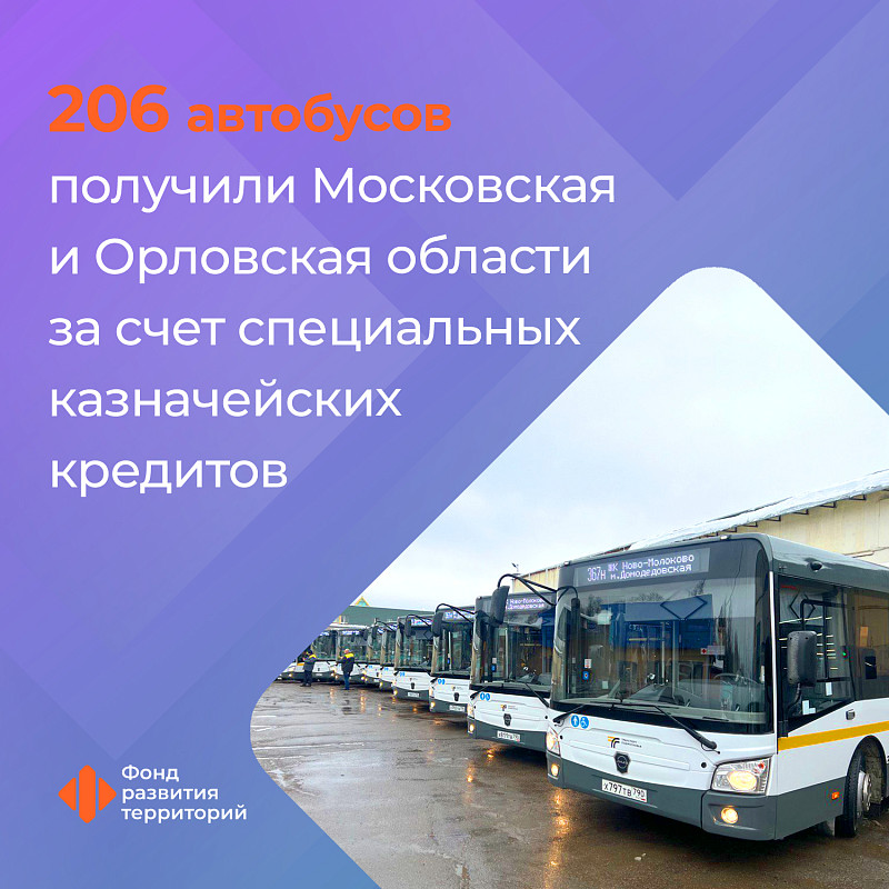 206 автобусов получили Московская и Орловская области за счет специальных казначейских кредитов